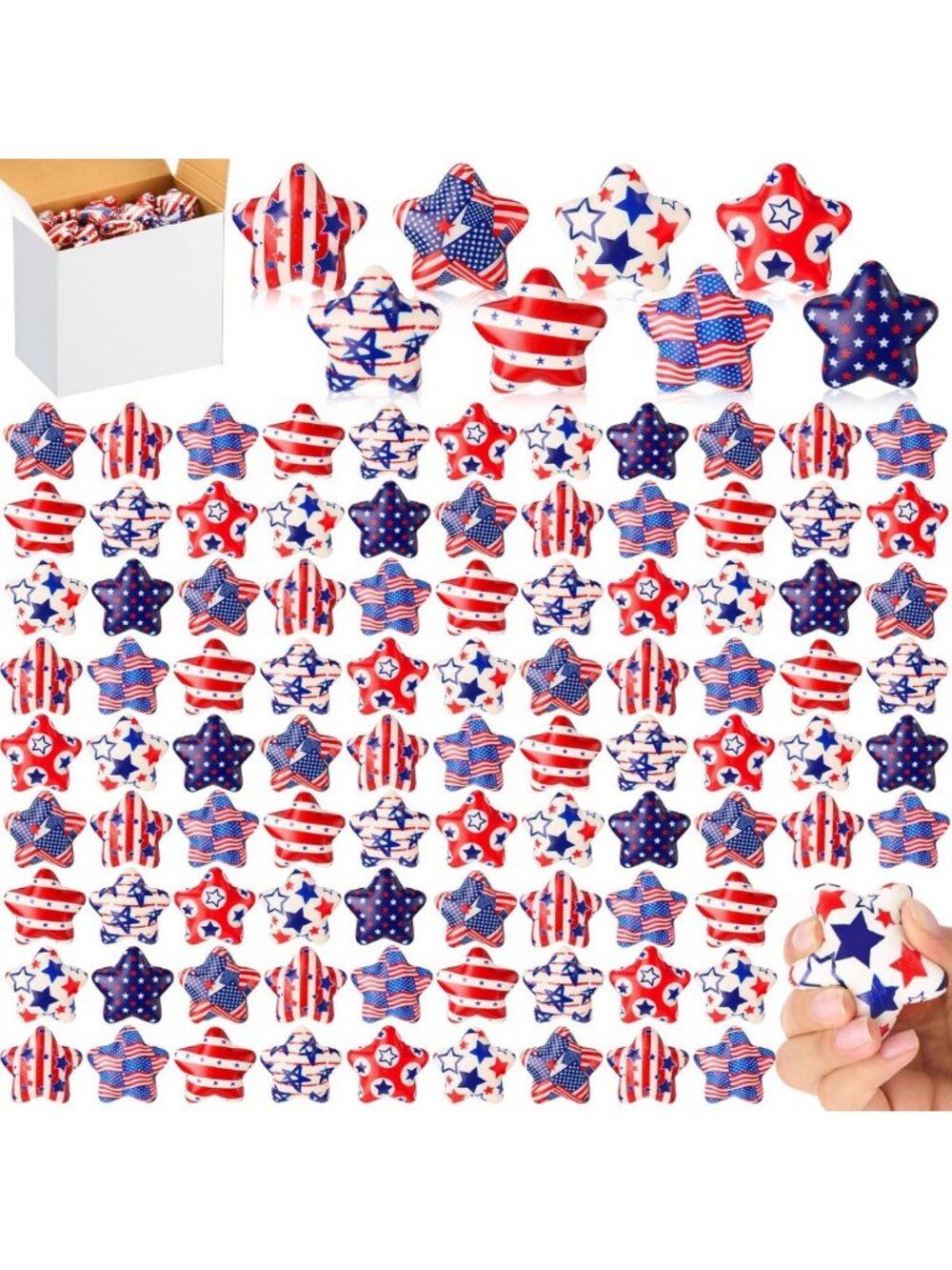 108 Pcs 2-Inch Star Patriotic Balls - Perfect 4th of July Party Favors!